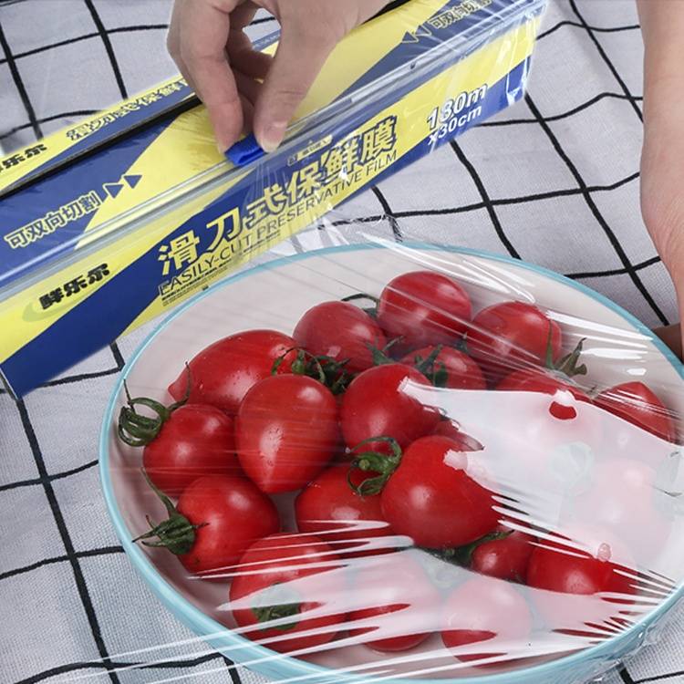 Food Grade Transparent Customized Clear Cling Film With Slide Cutter,Cling Film Keeping Food Fresh Cling Film